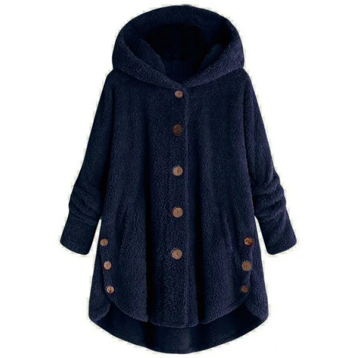 Elara | Plush Button-Up Hooded Coat